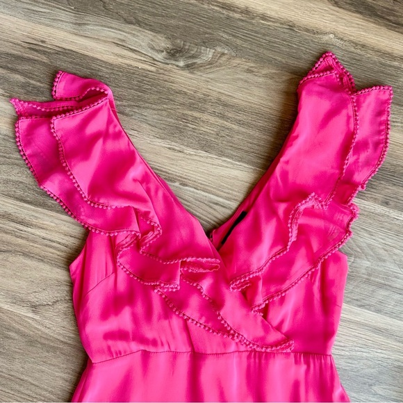 Lulus Love From Above Pink Ruffled Surplice Front Wrap Style Maxi Dress Size S - Picture 4 of 16